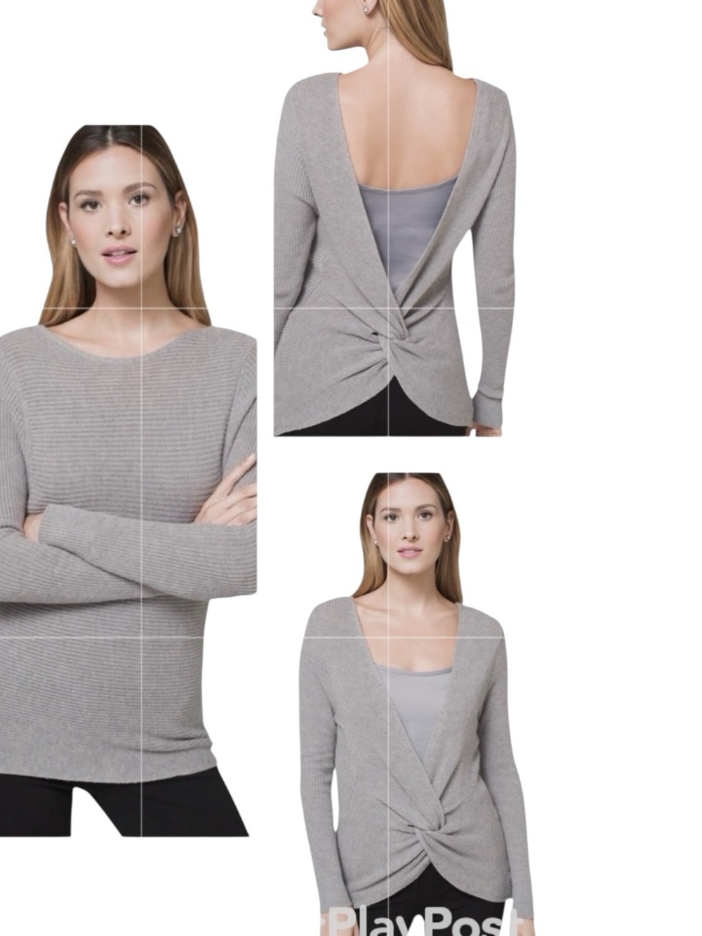 White House Black Market Reversible Twist Back Ribbed Sweater with Cami NWT